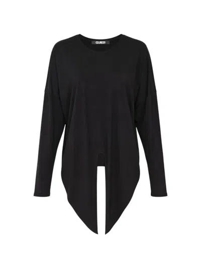 Club21 Collection Leni Asymmetric Long-sleeve Top In Black