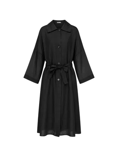 Club21 Collection Margaux Silk-blend Coat In Black