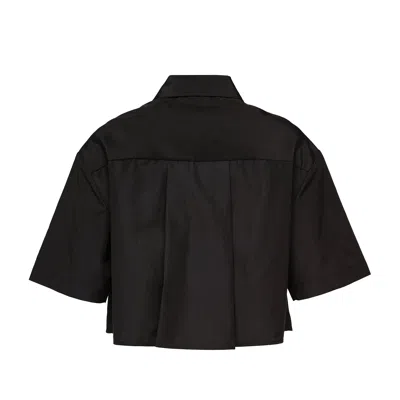Club21 Collection Papery Silk Cotton Cropped Shirt In Black