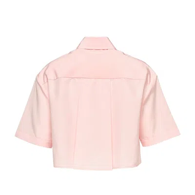 Club21 Collection Papery Silk Cotton Cropped Shirt In Pink