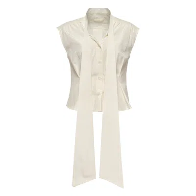 Club21 Collection Papery Silk Cotton Tie Top In Gray