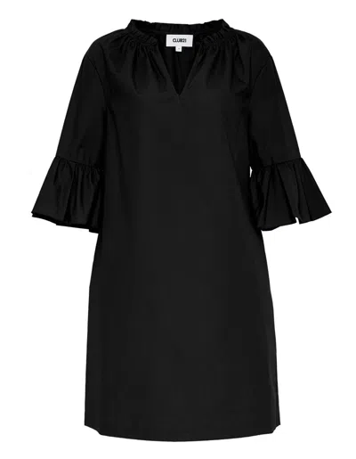 Club21 Collection Peach Cotton Poplin Frill Dress In Black