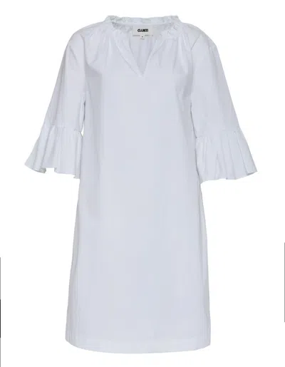 Club21 Collection Peach Cotton Poplin Frill Dress In White