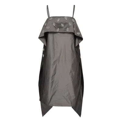Club21 Collection Poly Chambray Soft Taffeta Dress In Gray