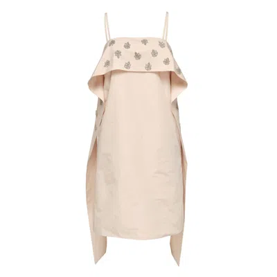 Club21 Collection Poly Chambray Soft Taffeta Dress In Neutral