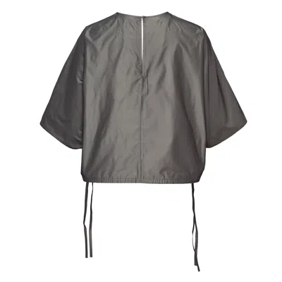 Club21 Collection Poly Chambray Taffeta Batwing Top In Gray