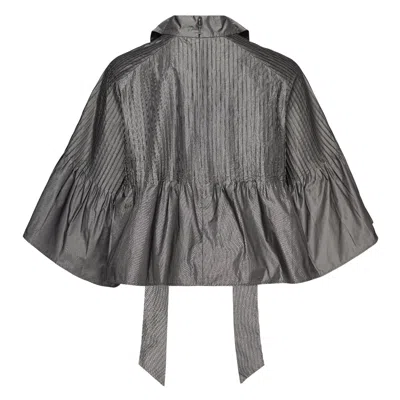 Club21 Collection Poly Chambray Taffeta Pintucke Top In Black