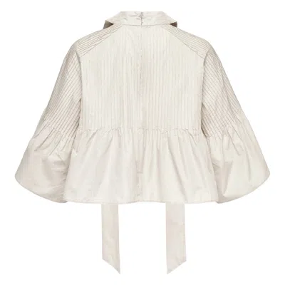 Club21 Collection Poly Chambray Taffeta Pintucke Top In White
