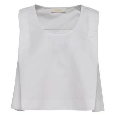Club21 Collection Poly Fine Canvas Cropped Top In White