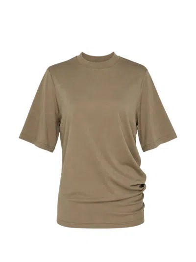 Club21 Collection Ruched Mock-neck T-shirt In Multi