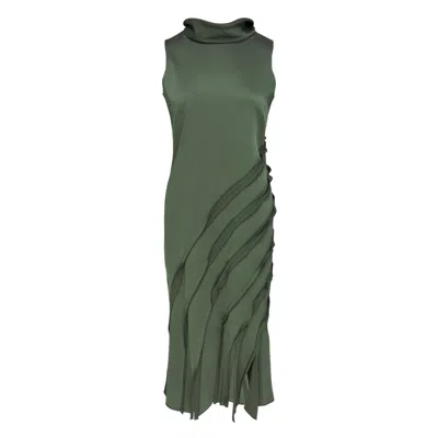 Club21 Collection Satin Back Crepe Ava Woven Dress In Green
