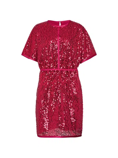 Club21 Collection Sequin-embellished Short-sleeve Mini Dress In Red