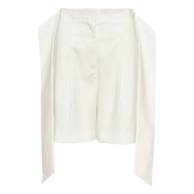 Club21 Collection Sheen Cotton Poly Stretch Tie Shorts In White