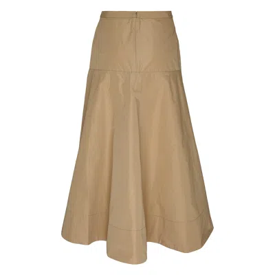 Club21 Collection Sheen Parachute Poly Long Skirt In Brown