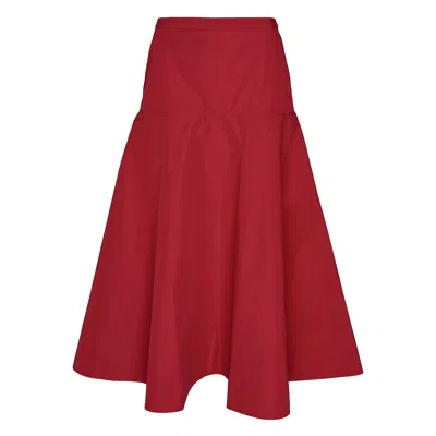 Club21 Collection Sheen Parachute Poly Long Skirt In Red