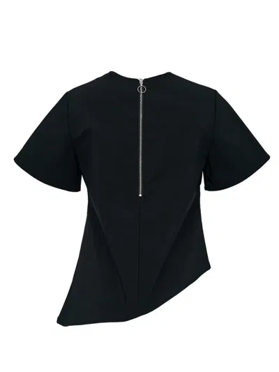 Club21 Collection Sheen Poly Asymmetric Top In Black
