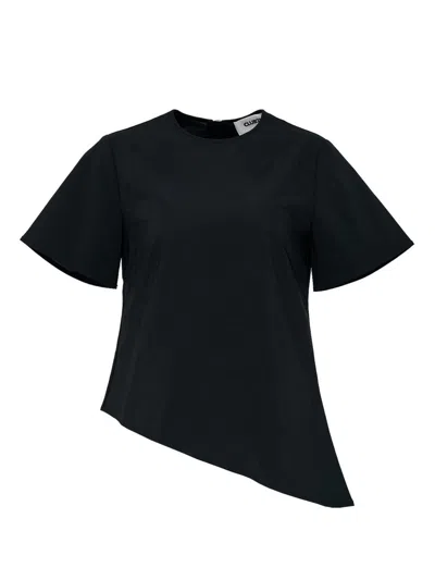 Club21 Collection Sheen Poly Asymmetric Top In Black