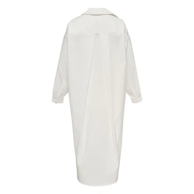 Club21 Collection Sheen Silk Cotton Shirt Dress In White
