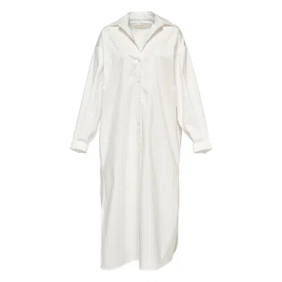 Club21 Collection Sheen Silk Cotton Shirt Dress In White