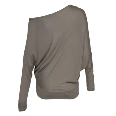 Club21 Collection Silk Cashmere Slouchy Off-shoulder Sweater In Gray