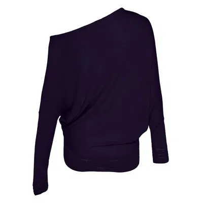 Club21 Collection Silk Cashmere Slouchy Off-shoulder Sweater In Purple