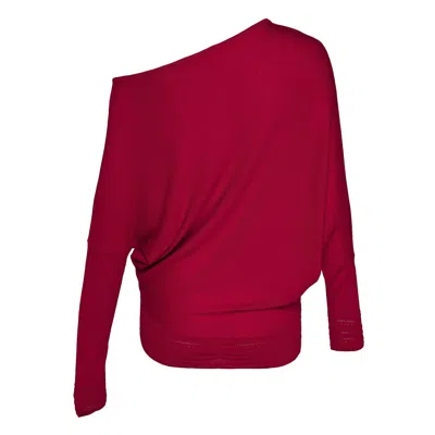 Club21 Collection Silk Cashmere Slouchy Off-shoulder Sweater In Red