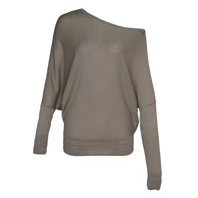 Club21 Collection Silk Cashmere Slouchy Off-shoulder Sweater In Gray