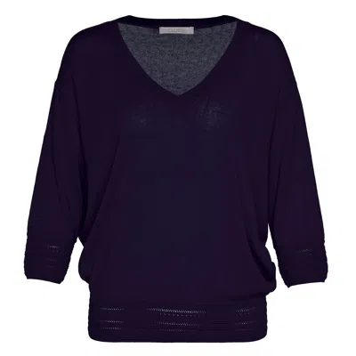 Club21 Collection Silk Cashmere Slouchy V-neck Sweater In Purple