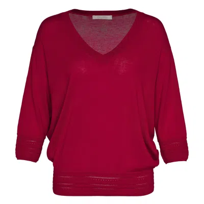 Club21 Collection Silk Cashmere Slouchy V-neck Sweater In Red