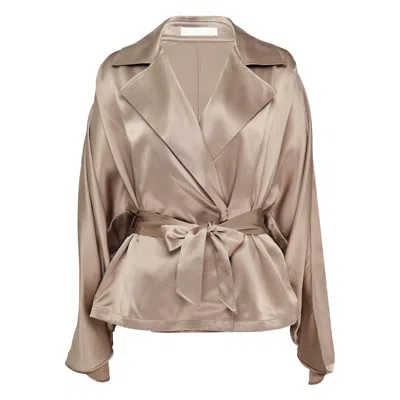 Club21 Collection Silk Satin Amelie Jacket In Brown