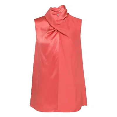 Club21 Collection Silk Satin Josephine Woven Top In Red