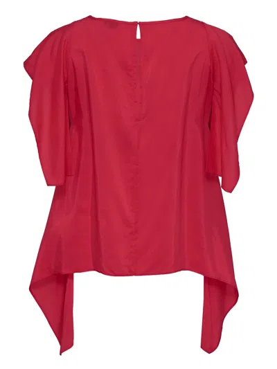 Club21 Collection Silky Viscose Tencel Drape Top In Red
