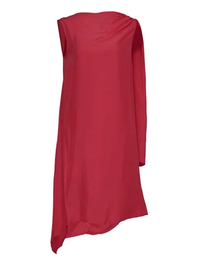 Club21 Collection Silky Viscose Tencel Drape-neck Dress In Pink