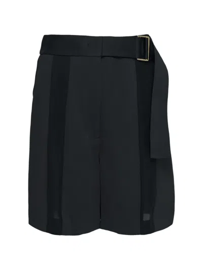 Club21 Collection Satin Back Crepe Sloane Shorts In Black