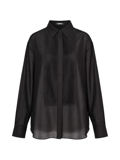 Club21 Collection Soline Pintuck-pleat Shirt In Black