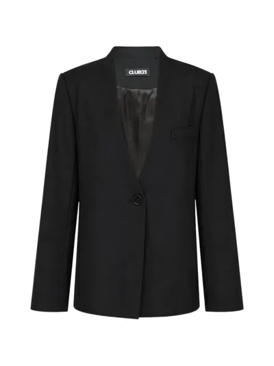 Club21 Collection Tess Single-breasted Blazer In Black
