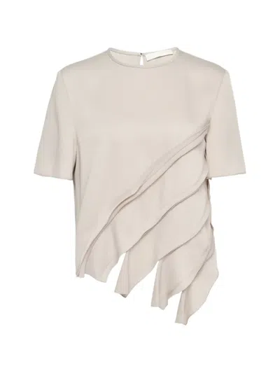 Club21 Collection Satin Back Crepe Tilly Woven Top In Neutral