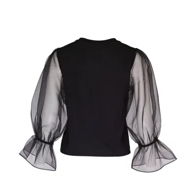 Club21 Collection Triacetate Satin Knit Organza Top In Black