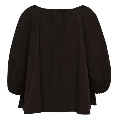 Club21 Collection Tumbled Cotton Flare Top In Black