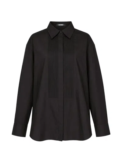 Club21 Collection Vera Pintuck-detail Shirt In Black