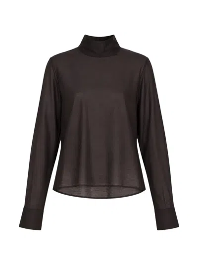 Club21 Collection Violette High-neck Shirt In Brown