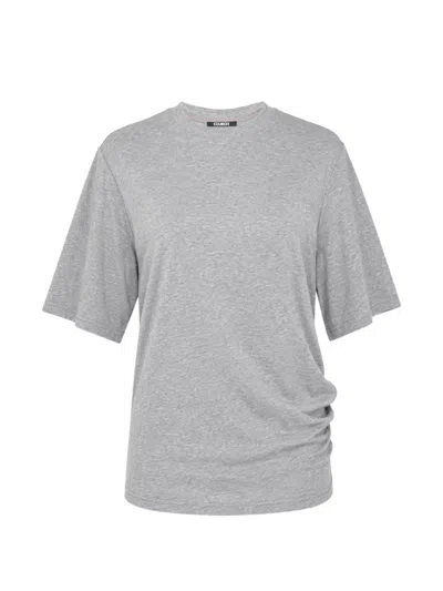 Club21 Collection Willa Mock-neck T-shirt In Gray