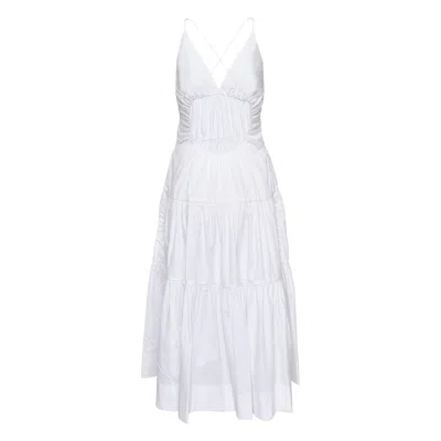 Club21 Collection Wrinkle Free Cotton Tier Dress In White