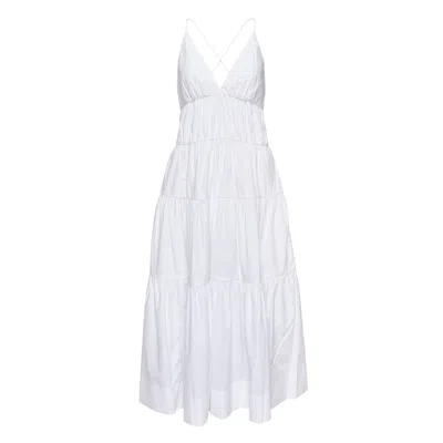 Club21 Collection Wrinkle Free Cotton Tier Dress In White