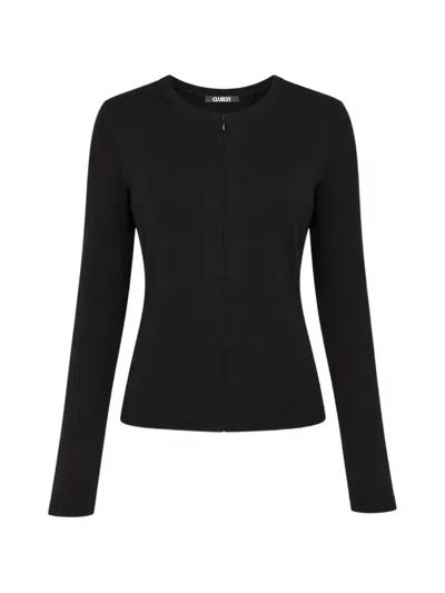 Club21 Collection Zip-up Jersey Cardigan In Black