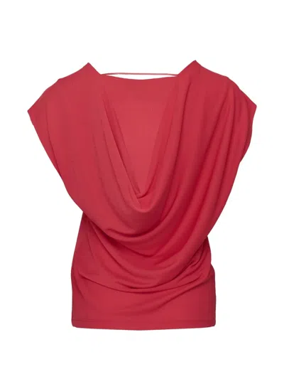 Club21 Drape-back Crepe Top In Red