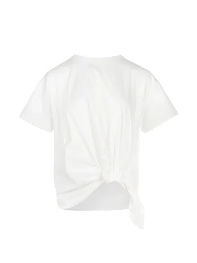 Club21 Joanna Knot-detail T-shirt In White