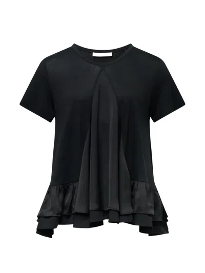 Club21 Kayla Ruffled Top In Black