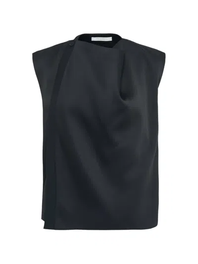 Club21 Noelle Draped Blouse In Black