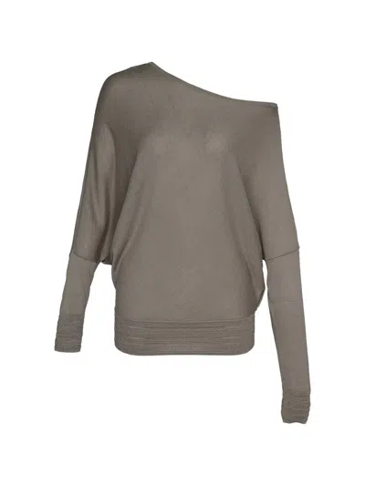 Club21 Off-shoulder Batwing-sleeve Sweater In Gray